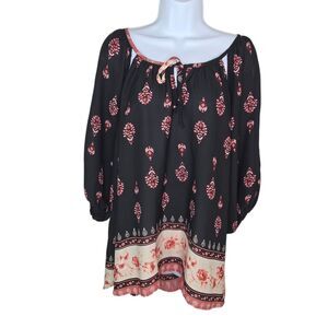 Liberty Love Boho Floral Peasant Top Blouse Size 3XL